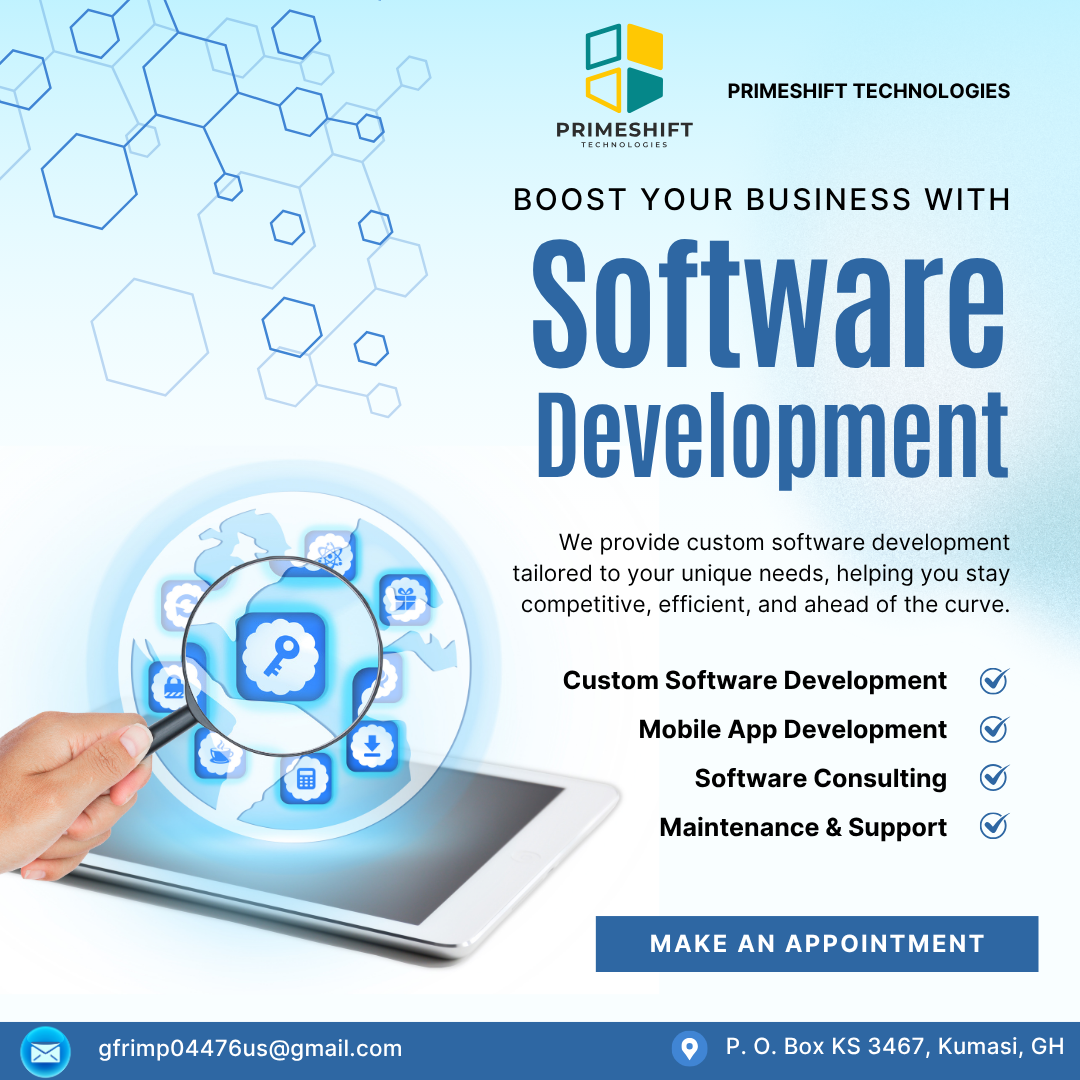 Team of software engineers collaborating on a digital project at Primeshift Technologies